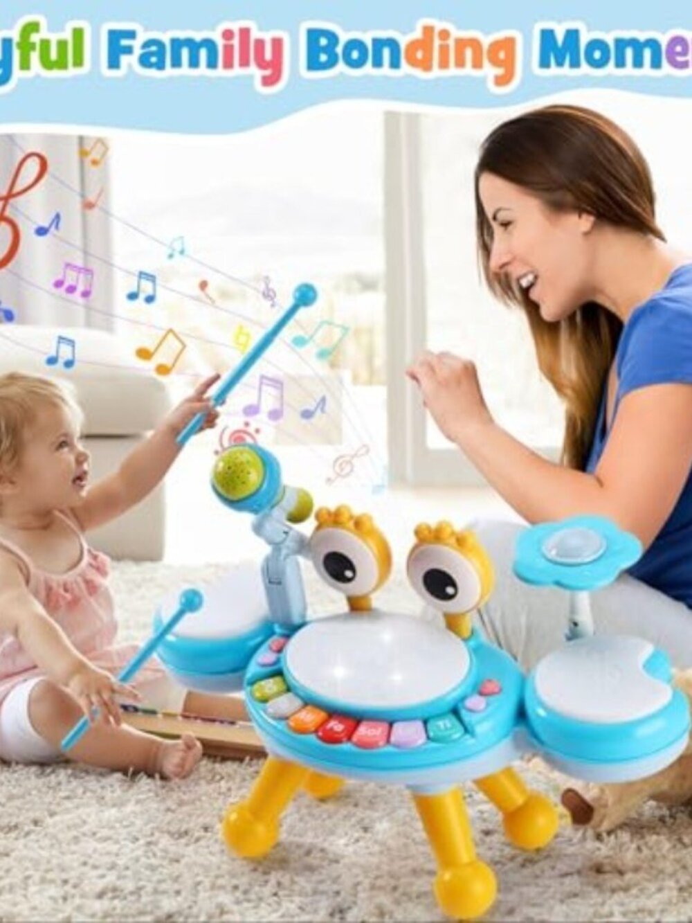Toddler Drum Set for 1-3 Year Old, Baby Drum Set for Kids 1 2 3, Montessori Lear - Picture 7 of 7